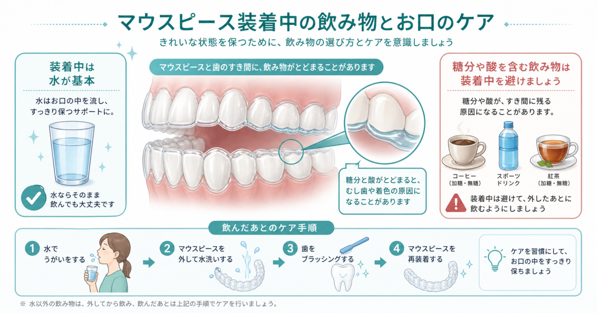 仕事中のマウスピース着用時も注意！つけたまま飲むむし歯リスクと対処法